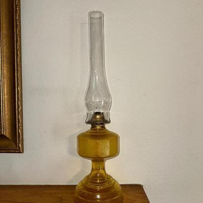 AMBER GLASS BASE OIL LAMP