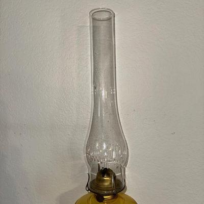 AMBER GLASS BASE OIL LAMP