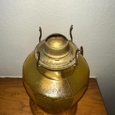 AMBER GLASS BASE OIL LAMP