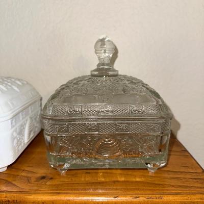 2 TIARA GLASS CANDY DISHES
