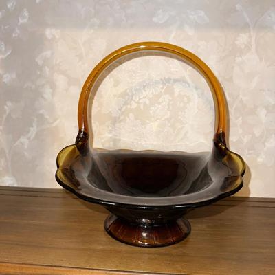 AMBER GLASS BASKET