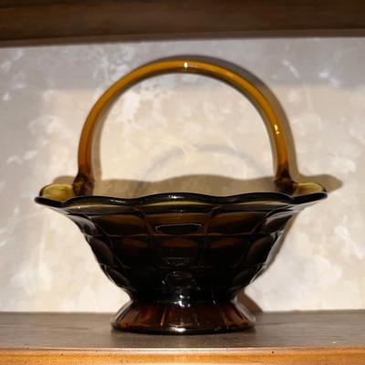 AMBER GLASS BASKET