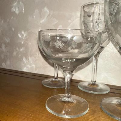 A COLLECTION OF ETCHED GLASSWARE