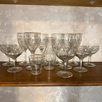 A COLLECTION OF ETCHED GLASSWARE