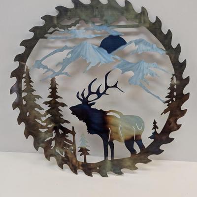 Approx 16 3/4" Metal Elk Laser Cut Saw Blade Wall Decor