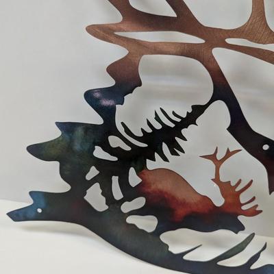 Elk Deer Retro Laser Cutting Metal Wall Art Handmade Silhouette