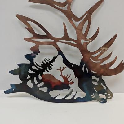Elk Deer Retro Laser Cutting Metal Wall Art Handmade Silhouette