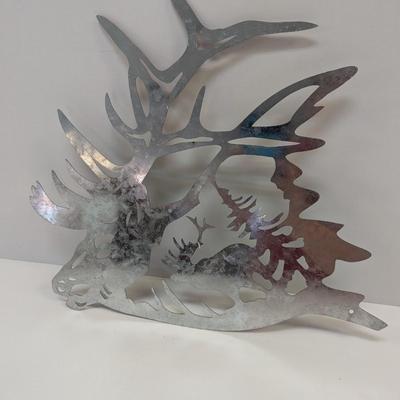 Elk Deer Retro Laser Cutting Metal Wall Art Handmade Silhouette