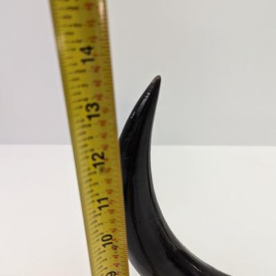 Vintage Philippines Wood Pen Pencil Holder Hand Carved & Engraved Horns