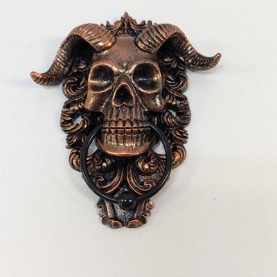 Horned Skeleton Gothic Sculpture Door Knocker