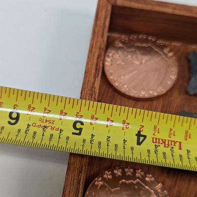 Native American Indian Head Copper Rounds in Shadow Box