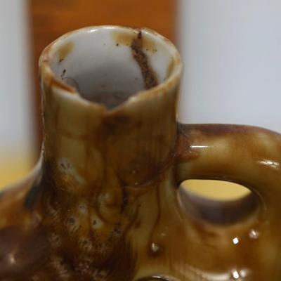 GROUPING OF THREE GERMAN ANTIQUE CERAMIC LIQUOR FLASKS - CHARACTER FORMS