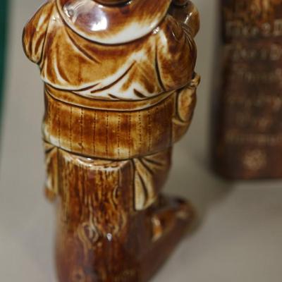 GROUPING OF THREE GERMAN ANTIQUE CERAMIC LIQUOR FLASKS - CHARACTER FORMS
