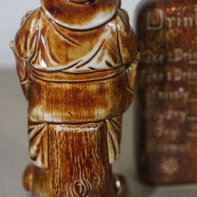 GROUPING OF THREE GERMAN ANTIQUE CERAMIC LIQUOR FLASKS - CHARACTER FORMS