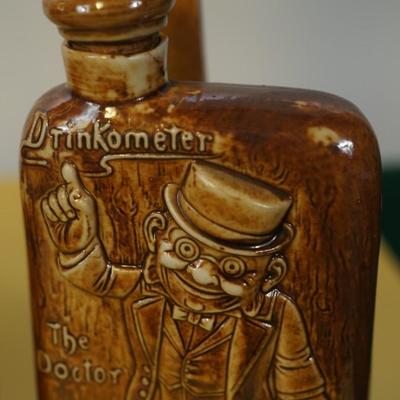 GROUPING OF THREE GERMAN ANTIQUE CERAMIC LIQUOR FLASKS - CHARACTER FORMS
