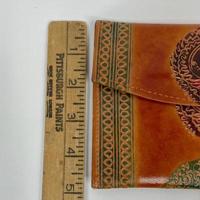 Genuine Leather India Shantiniketan Style Women's Clutch Purse Wallet and Coin Purse Handmade Boho