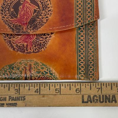 Genuine Leather India Shantiniketan Style Women's Clutch Purse Wallet and Coin Purse Handmade Boho