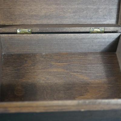 GROUP OF THREE VINTAGE WOODEN HINGED RUSSIAN PYROGRAPHY LID BOXES/ HAND DECORATED - GREAT GIFT IDEA