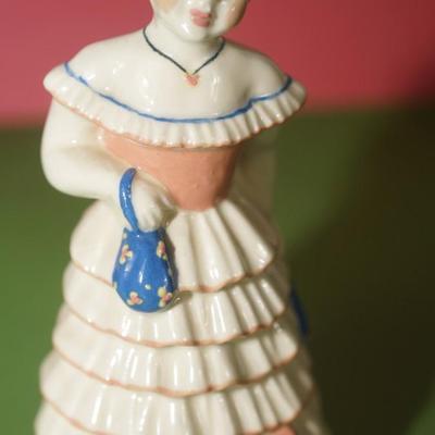CERAMIC ARTS STUDIO THREE LADY BELLS LILLIBELLE, WINTER BELL & LILLIBELLE W/BLACK HAIR