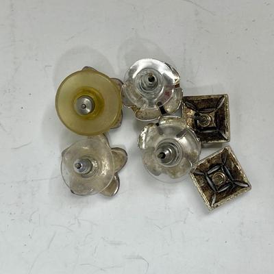 3 Pair of Silvertone Pierced Ear Stud Earrings
