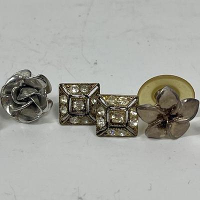 3 Pair of Silvertone Pierced Ear Stud Earrings