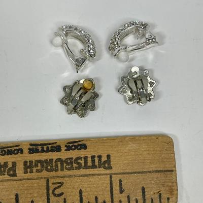 2 Pair Clip-on Silvertone Earrings