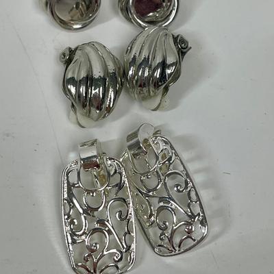 3 Pair of Silvertone Clip-on Earrings