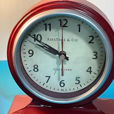 Industrial Table Lamp, Red Firstime & Co table clock.