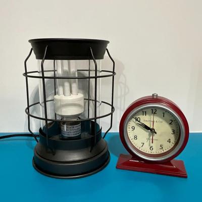 Industrial Table Lamp, Red Firstime & Co table clock.