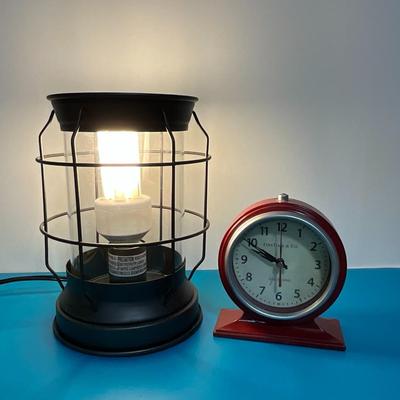 Industrial Table Lamp, Red Firstime & Co table clock.