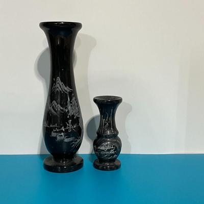 Vintage Marble Gray Flower Vases