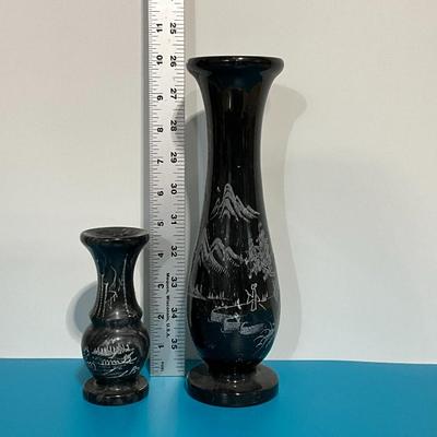 Vintage Marble Gray Flower Vases