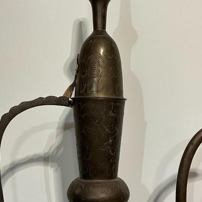 Vintage India Brass Hand Carved Tea Pot, 36"