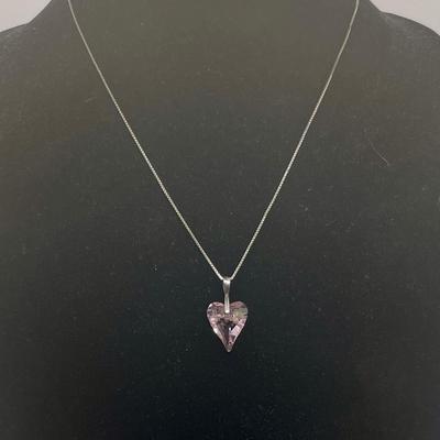 Sterling Silver 16” Necklace w/ Heart-Shaped Rose Quartz Pendant