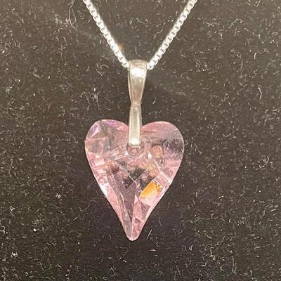 Sterling Silver 16” Necklace w/ Heart-Shaped Rose Quartz Pendant