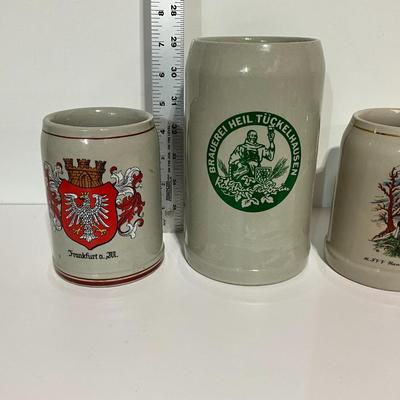 Vintage Steins from Germany, 1 - liter, 2 - .5 liter Beer steins