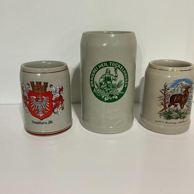 Vintage Steins from Germany, 1 - liter, 2 - .5 liter Beer steins