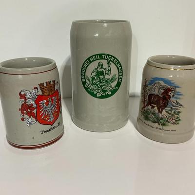 Vintage Steins from Germany, 1 - liter, 2 - .5 liter Beer steins
