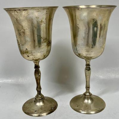 Vintage E P N S Wine Water Goblet Silver Plate Chalice - pair