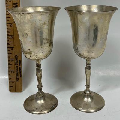 Vintage E P N S Wine Water Goblet Silver Plate Chalice - pair