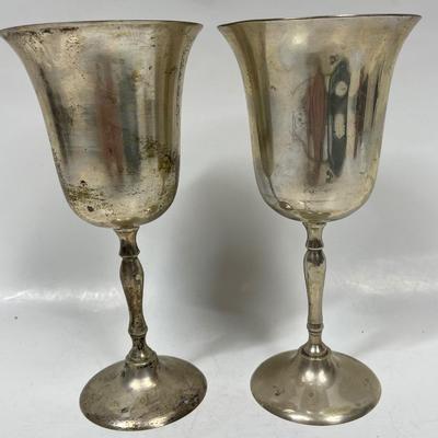 Vintage E P N S Wine Water Goblet Silver Plate Chalice - pair