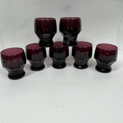 Lot of 7 Anchor Hocking Vintage Amethyst Honeycomb Tumblers