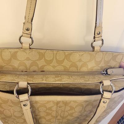 Tan Coach Signature Chelsey Tote Bag (Read)