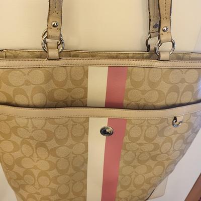 Tan Coach Signature Chelsey Tote Bag (Read)
