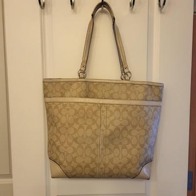 Tan Coach Signature Chelsey Tote Bag (Read)