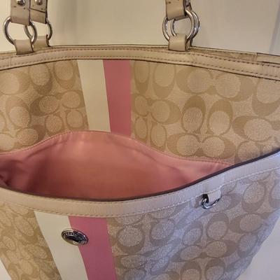 Tan Coach Signature Chelsey Tote Bag (Read)