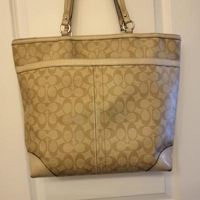 Tan Coach Signature Chelsey Tote Bag (Read)