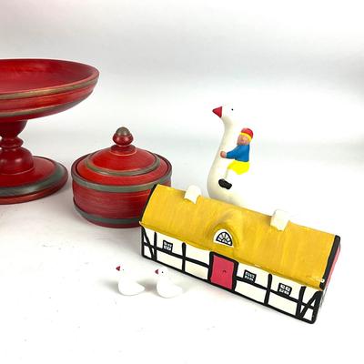 706 Lot of Sven Anderson Wood Set with Landsslojd Chalkware Set