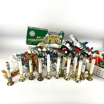 709 Large Lot of Lights and Strings of White and Multi Colored Lights