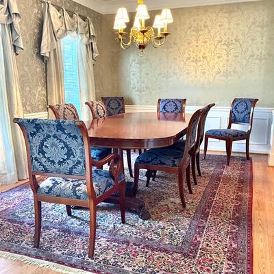 001 Large KINDEL Furniture Co. National Trust Collection Mahogany Table & 8 Chairs